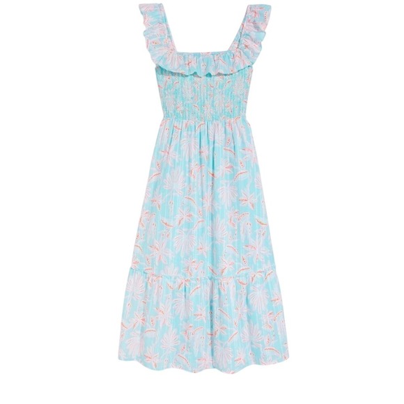 $248 NWT VINEYARD VINES Cay Floral Island Midi Dress Aqua & Coral 2X PLUS SIZE - Picture 1 of 15